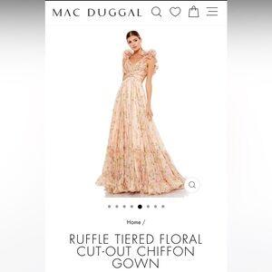 Mac Duggal Floral Chiffon Cutout Ballgown (color: Pink Multi). Size 6.